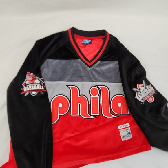 Vintage Unisex DELF Sportswear Pullover Embroidery PHILA Logo Long Sleeves Suede - Picture 7 of 16